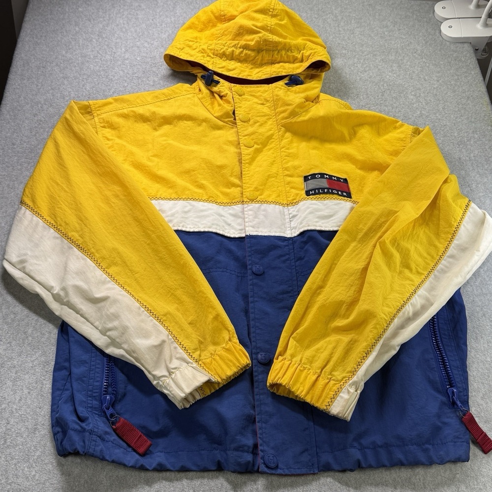 Vintage Tommy Hilfiger 90s Colorblock Sailing Jacket Packable Flag Logo M